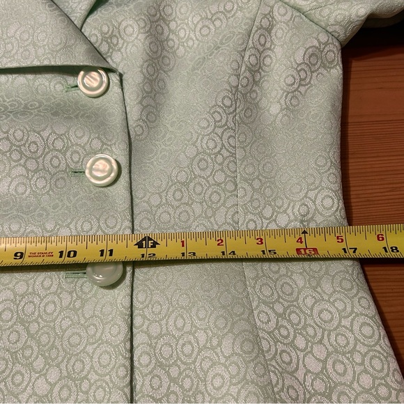 Ice Mint Green Patterned Fabric Blazer Bow Jones Wear Size 8 - Picture 11 of 12
